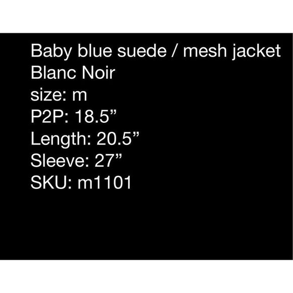 Blanc Noir Baby Blue Suede Athletic Jacket- size M - Picture 11 of 11